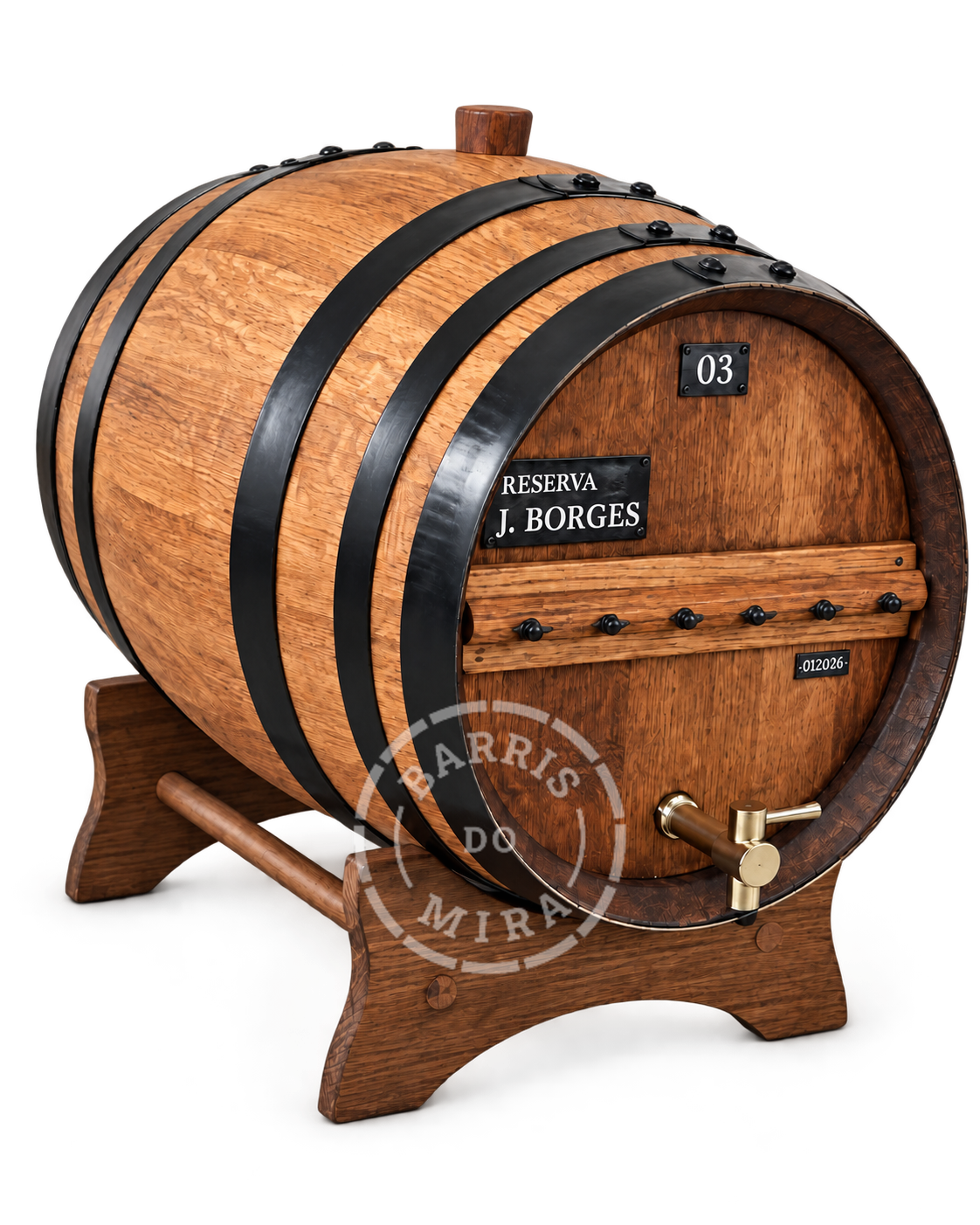 Barril Reserva J. Borges número 03 com suporte e torneira